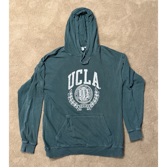Vintage UCLA Bruins Hoodie Sweatshirt Adult Size Small Fits Med Green 90s NCAA - Picture 1 of 7